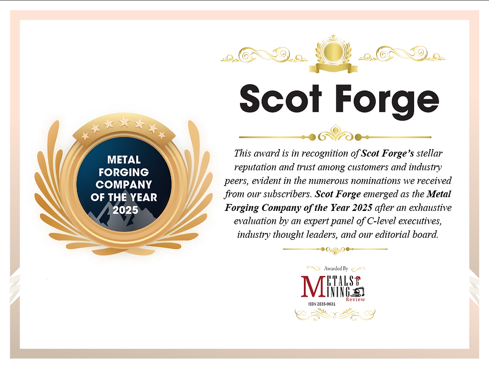 Metals and Mining Award Certificate